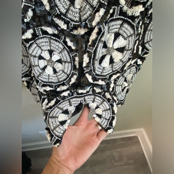 Rare AJ Bari Vintage Silk Sequins Beaded Scalloped Hem Cocktail Party Dress Sz 6 - Picture 8 of 16